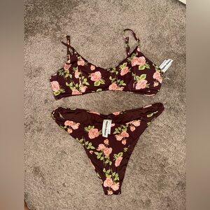 Dippin’ Daisy’s Floral Bikini Set - Pink and Brown